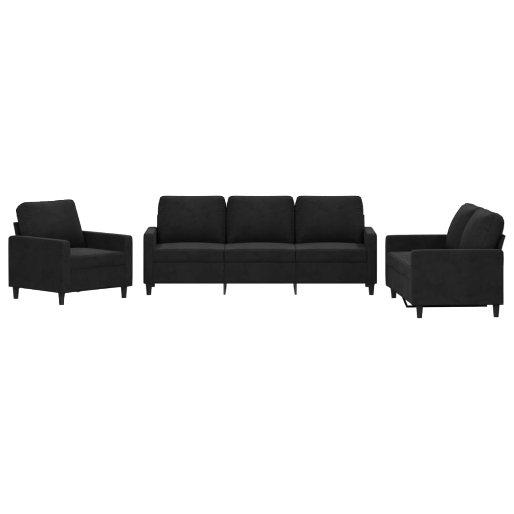 3-delige Loungeset met kussens fluweel zwart is nu te koop bij PeponiXL, paradijselijk wonen!