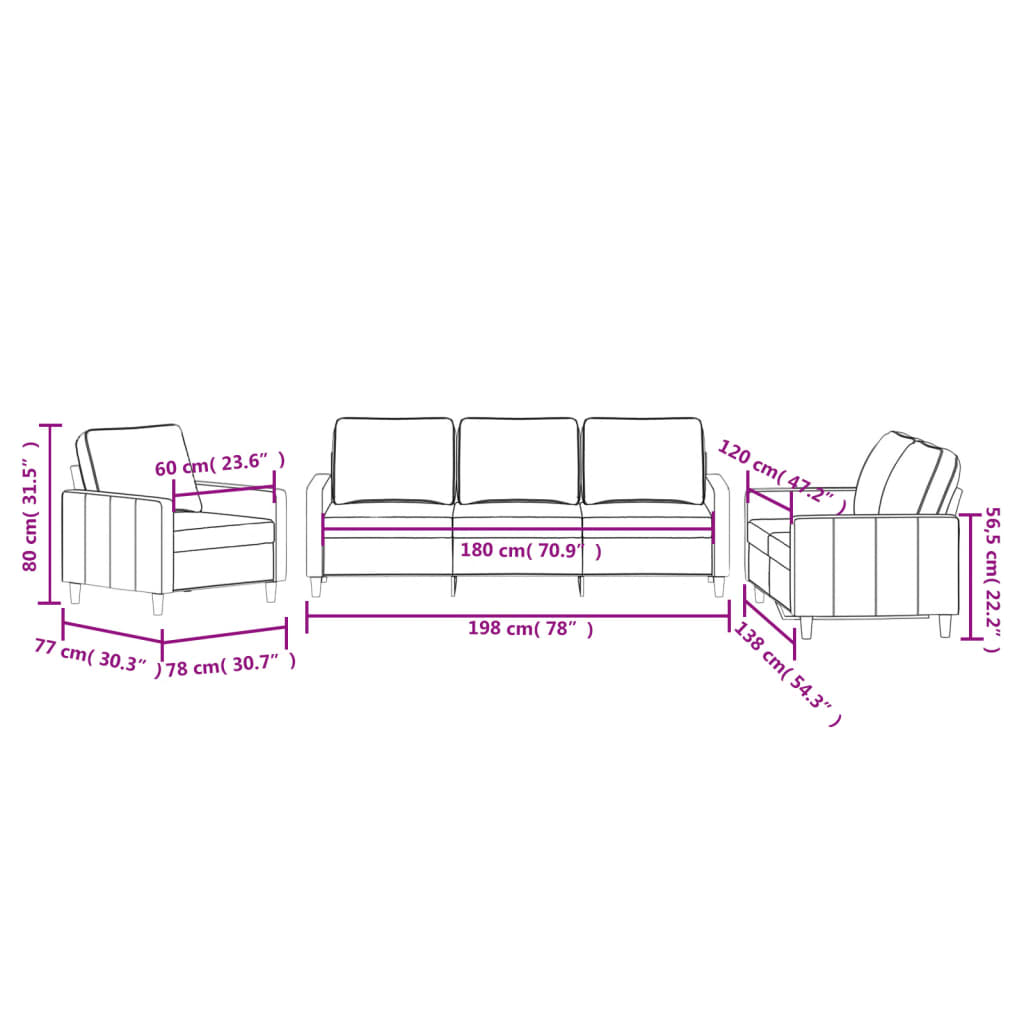 3-delige Loungeset met kussens fluweel crèmekleurig is nu te koop bij PeponiXL, paradijselijk wonen!