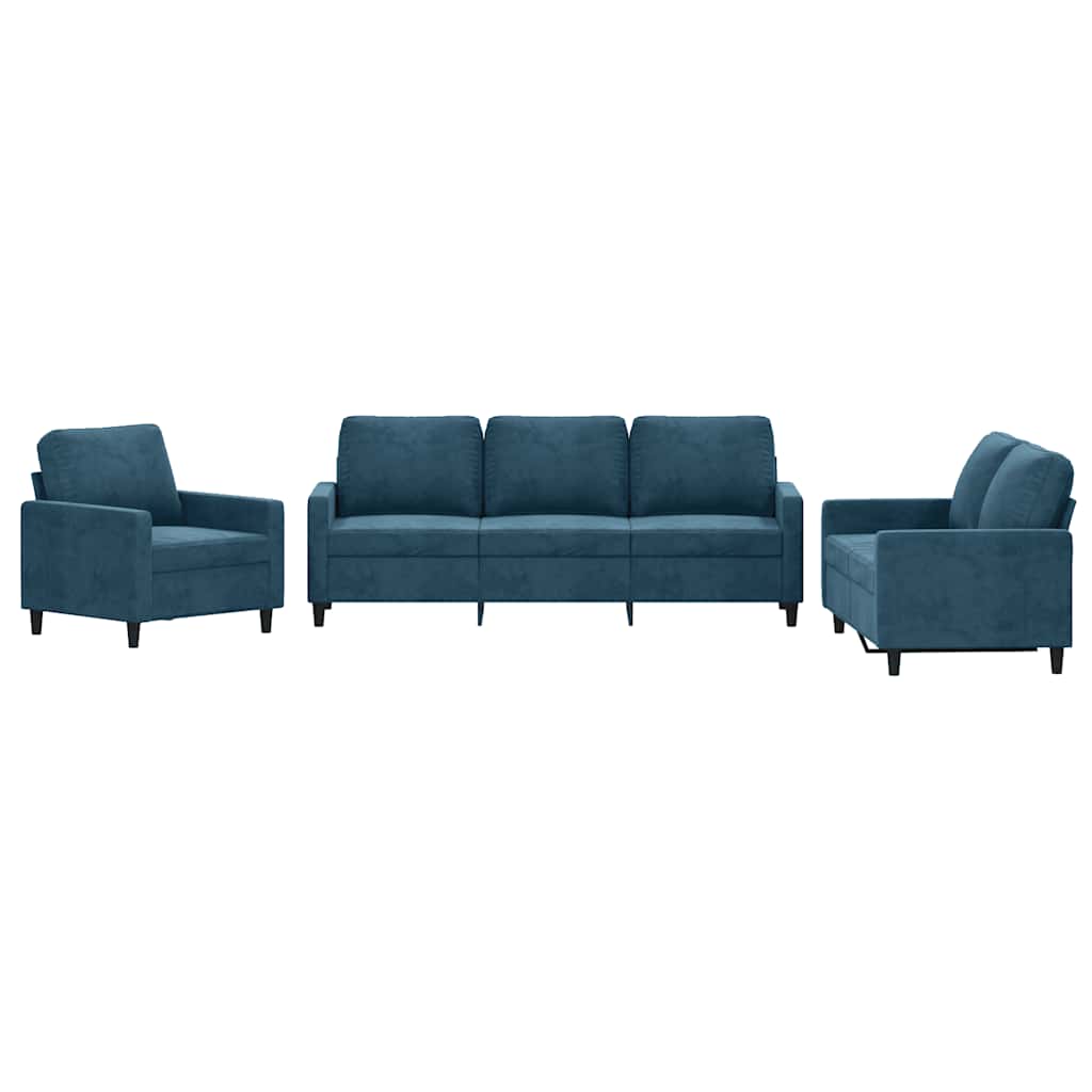 3-delige Loungeset met kussens fluweel blauw is nu te koop bij PeponiXL, paradijselijk wonen!