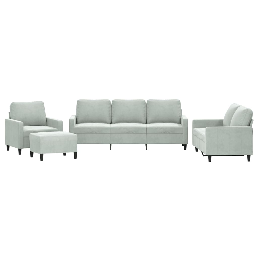 4-delige Loungeset met kussens fluweel lichtgrijs is nu te koop bij PeponiXL, paradijselijk wonen!
