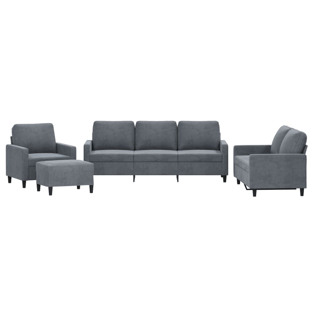 4-delige Loungeset met kussens fluweel donkergrijs is nu te koop bij PeponiXL, paradijselijk wonen!