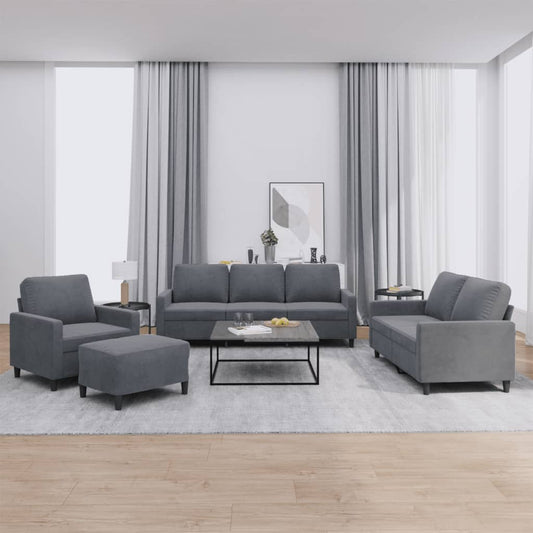 4-delige Loungeset met kussens fluweel donkergrijs is nu te koop bij PeponiXL, paradijselijk wonen!