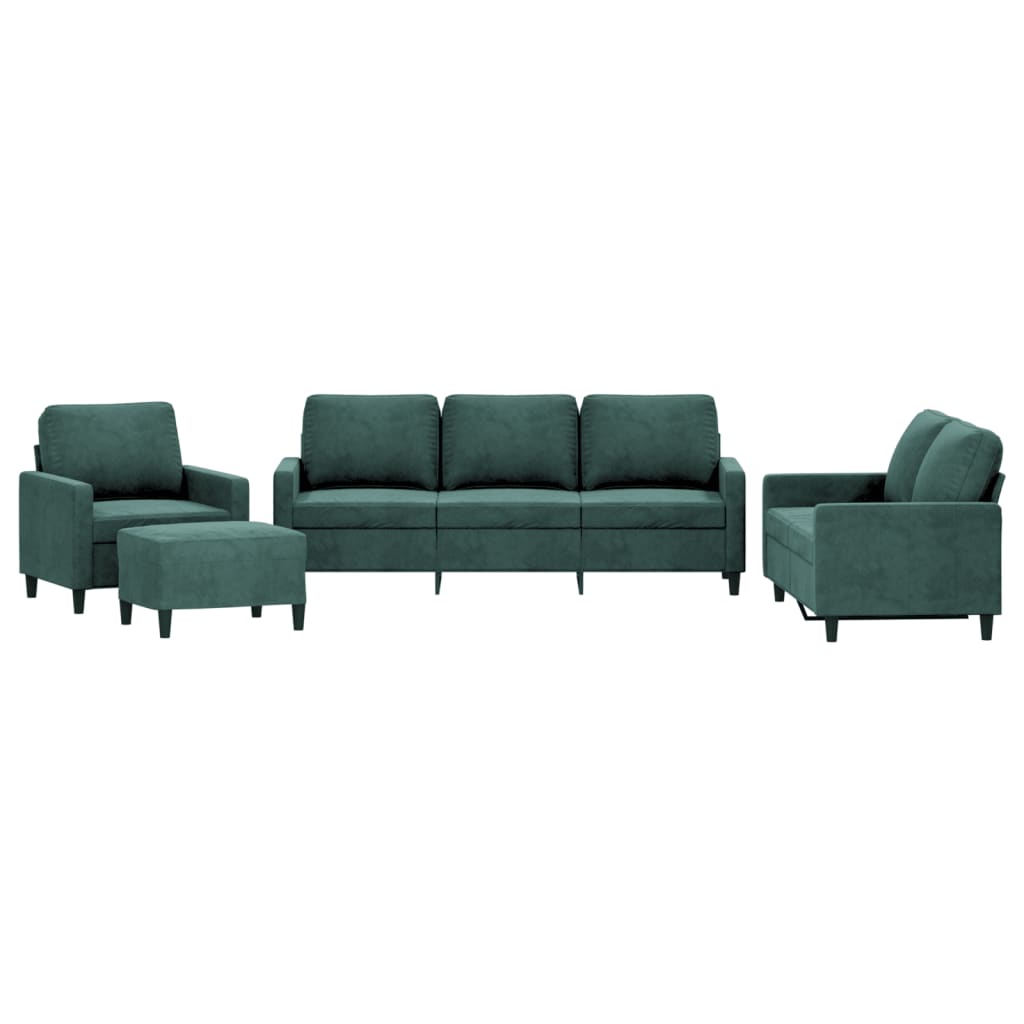 4-delige Loungeset met kussens fluweel donkergroen is nu te koop bij PeponiXL, paradijselijk wonen!