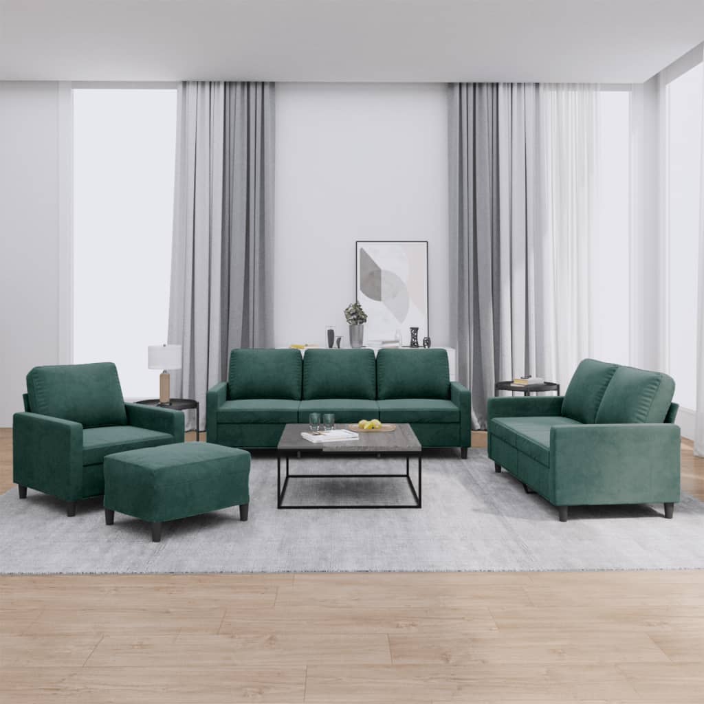 4-delige Loungeset met kussens fluweel donkergroen is nu te koop bij PeponiXL, paradijselijk wonen!