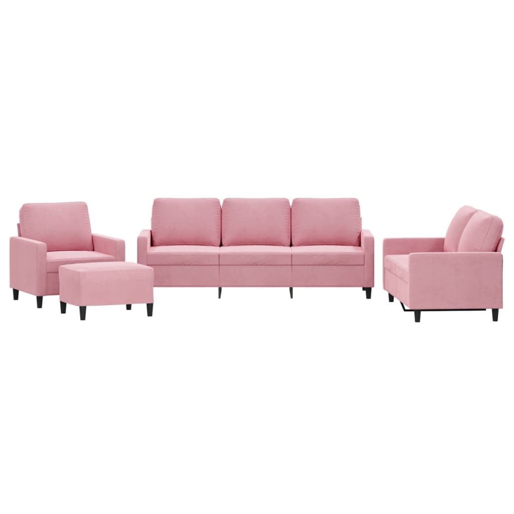 4-delige Loungeset met kussens fluweel roze is nu te koop bij PeponiXL, paradijselijk wonen!