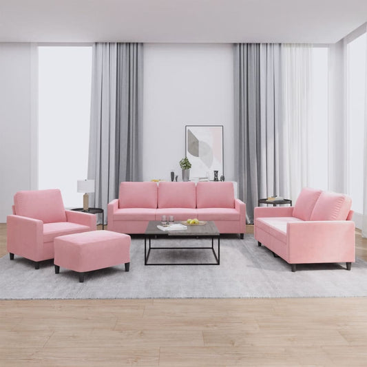 4-delige Loungeset met kussens fluweel roze is nu te koop bij PeponiXL, paradijselijk wonen!