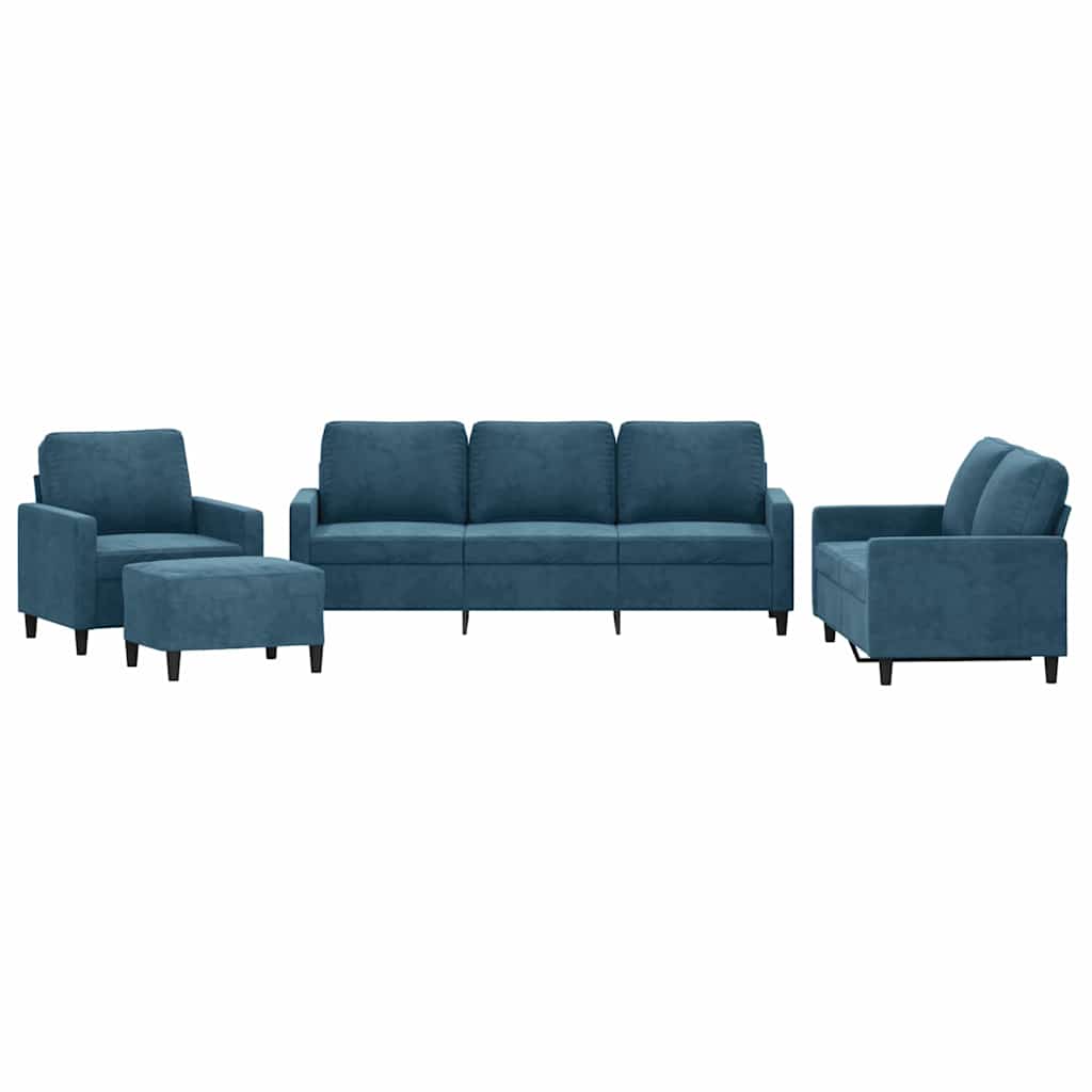 4-delige Loungeset met kussens fluweel blauw is nu te koop bij PeponiXL, paradijselijk wonen!