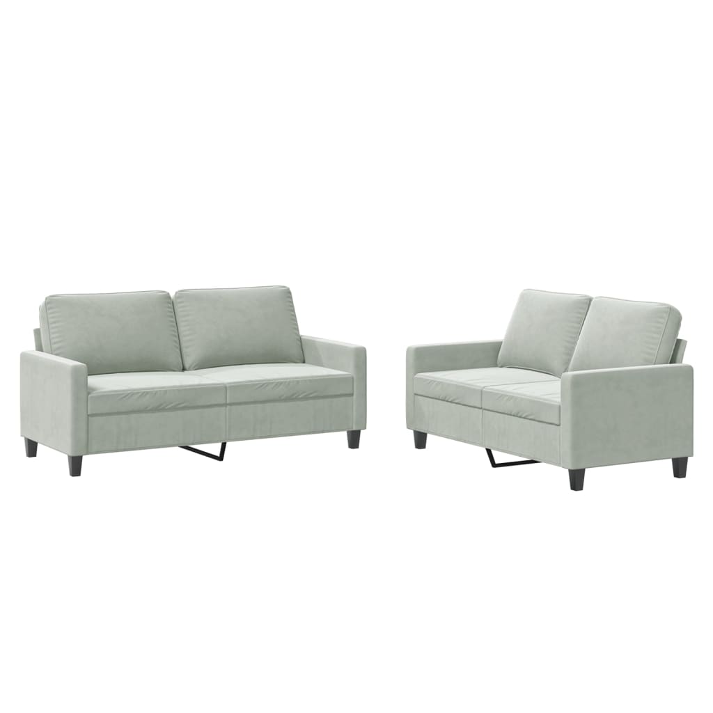 2-delige Loungeset met kussens fluweel lichtgrijs is nu te koop bij PeponiXL, paradijselijk wonen!