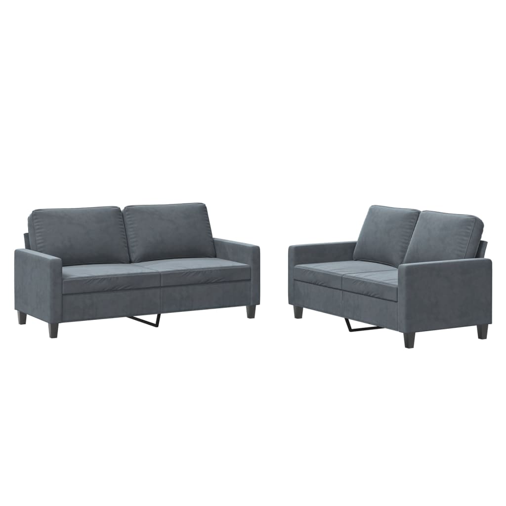 2-delige Loungeset met kussens fluweel donkergrijs is nu te koop bij PeponiXL, paradijselijk wonen!