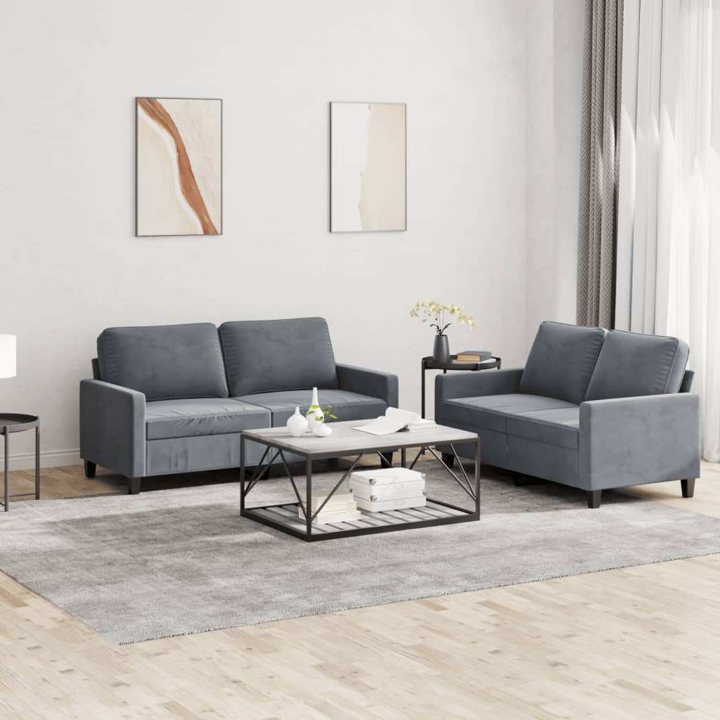 2-delige Loungeset met kussens fluweel donkergrijs is nu te koop bij PeponiXL, paradijselijk wonen!