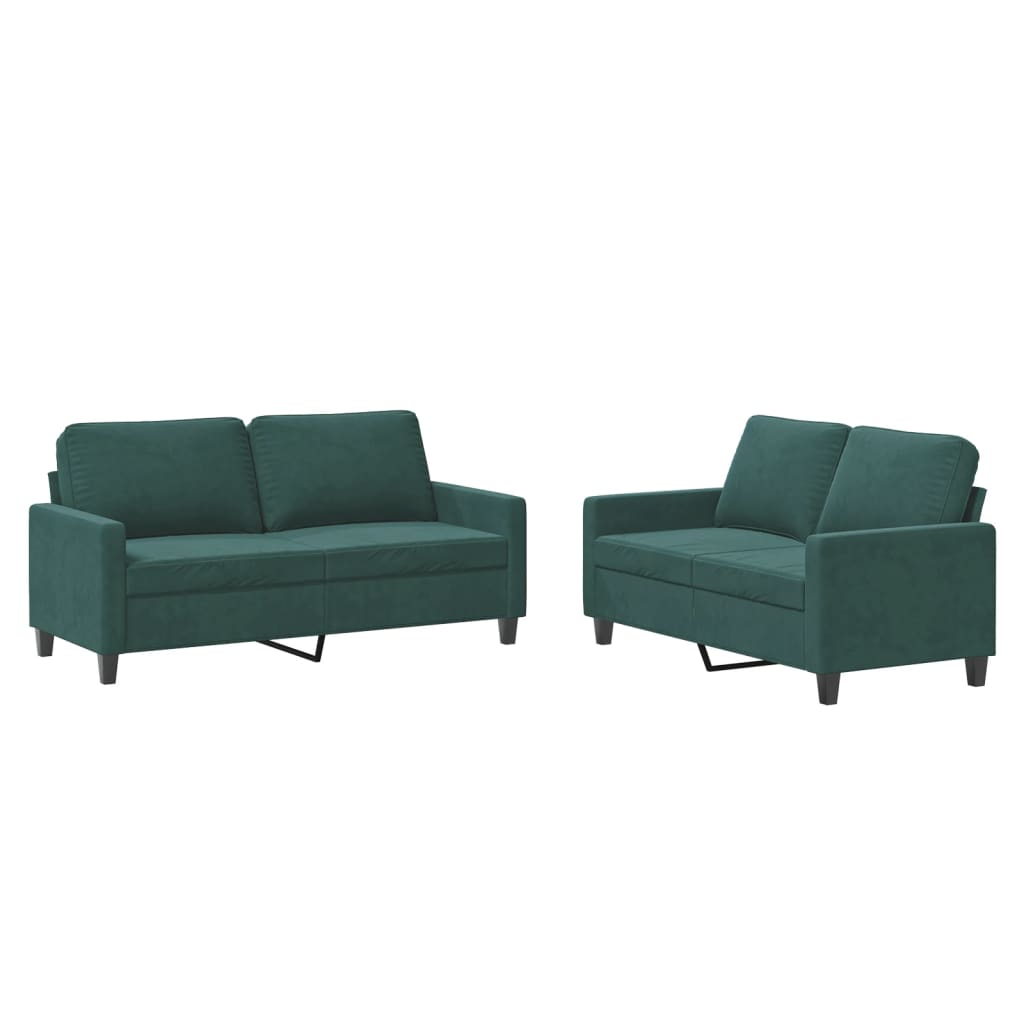 2-delige Loungeset met kussens fluweel donkergroen is nu te koop bij PeponiXL, paradijselijk wonen!