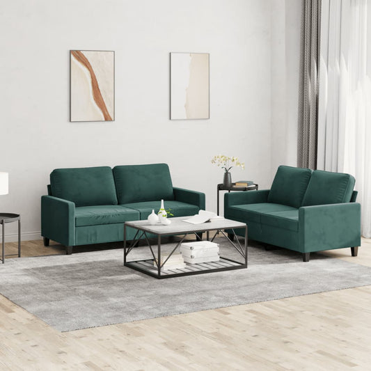 2-delige Loungeset met kussens fluweel donkergroen is nu te koop bij PeponiXL, paradijselijk wonen!