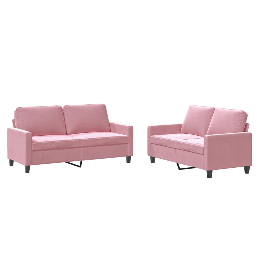 2-delige Loungeset met kussens fluweel roze is nu te koop bij PeponiXL, paradijselijk wonen!