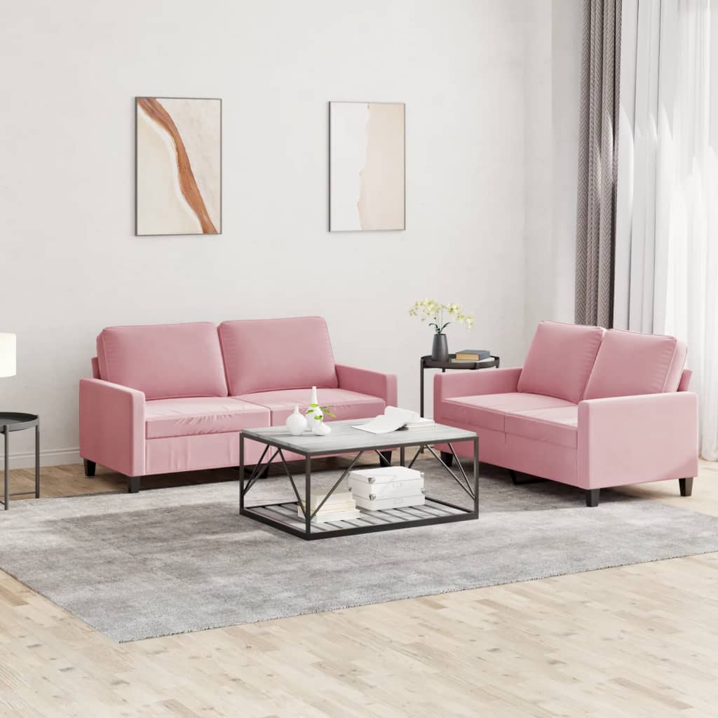 2-delige Loungeset met kussens fluweel roze is nu te koop bij PeponiXL, paradijselijk wonen!