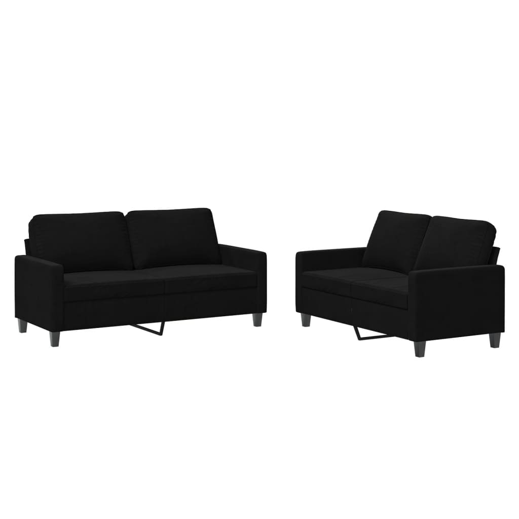 2-delige Loungeset met kussens fluweel zwart is nu te koop bij PeponiXL, paradijselijk wonen!