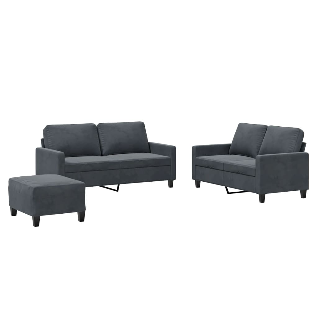 3-delige Loungeset met kussens fluweel donkergrijs is nu te koop bij PeponiXL, paradijselijk wonen!