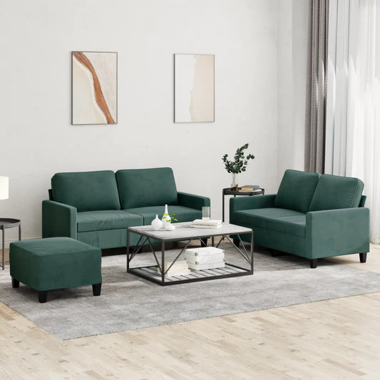 3-delige Loungeset met kussens fluweel donkergroen is nu te koop bij PeponiXL, paradijselijk wonen!