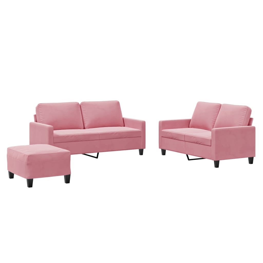 3-delige Loungeset met kussens fluweel roze is nu te koop bij PeponiXL, paradijselijk wonen!