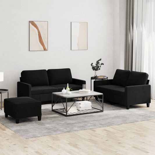 3-delige Loungeset met kussens fluweel zwart is nu te koop bij PeponiXL, paradijselijk wonen!