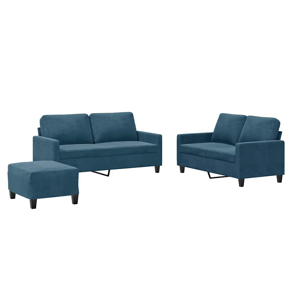 3-delige Loungeset met kussens fluweel blauw is nu te koop bij PeponiXL, paradijselijk wonen!