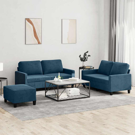 3-delige Loungeset met kussens fluweel blauw is nu te koop bij PeponiXL, paradijselijk wonen!