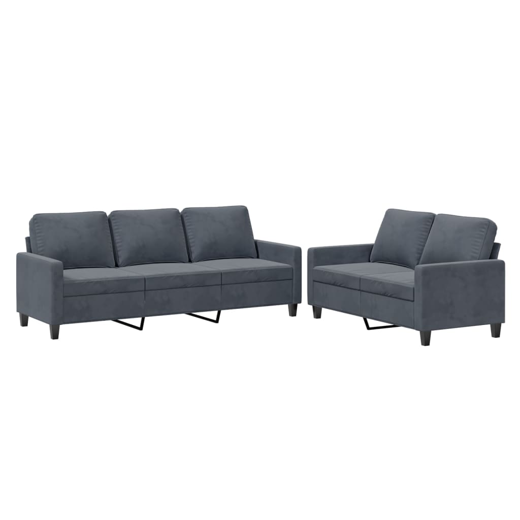 2-delige Loungeset met kussens fluweel donkergrijs is nu te koop bij PeponiXL, paradijselijk wonen!