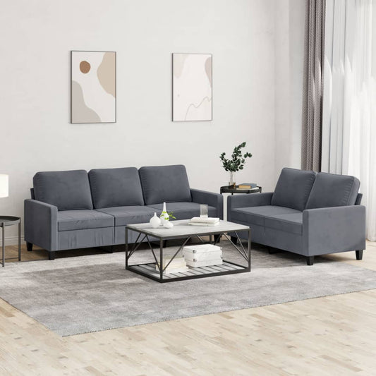 2-delige Loungeset met kussens fluweel donkergrijs is nu te koop bij PeponiXL, paradijselijk wonen!