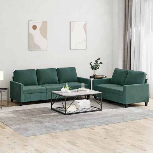 2-delige Loungeset met kussens fluweel donkergroen is nu te koop bij PeponiXL, paradijselijk wonen!