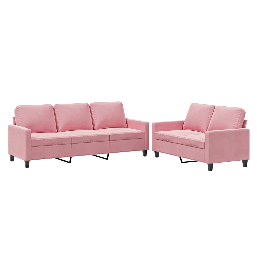 2-delige Loungeset met kussens fluweel roze is nu te koop bij PeponiXL, paradijselijk wonen!