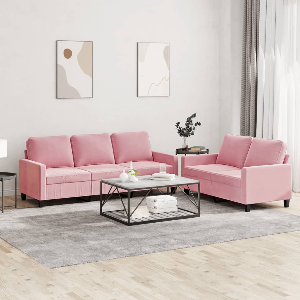 2-delige Loungeset met kussens fluweel roze is nu te koop bij PeponiXL, paradijselijk wonen!