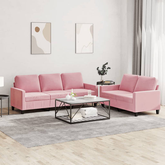 2-delige Loungeset met kussens fluweel roze is nu te koop bij PeponiXL, paradijselijk wonen!