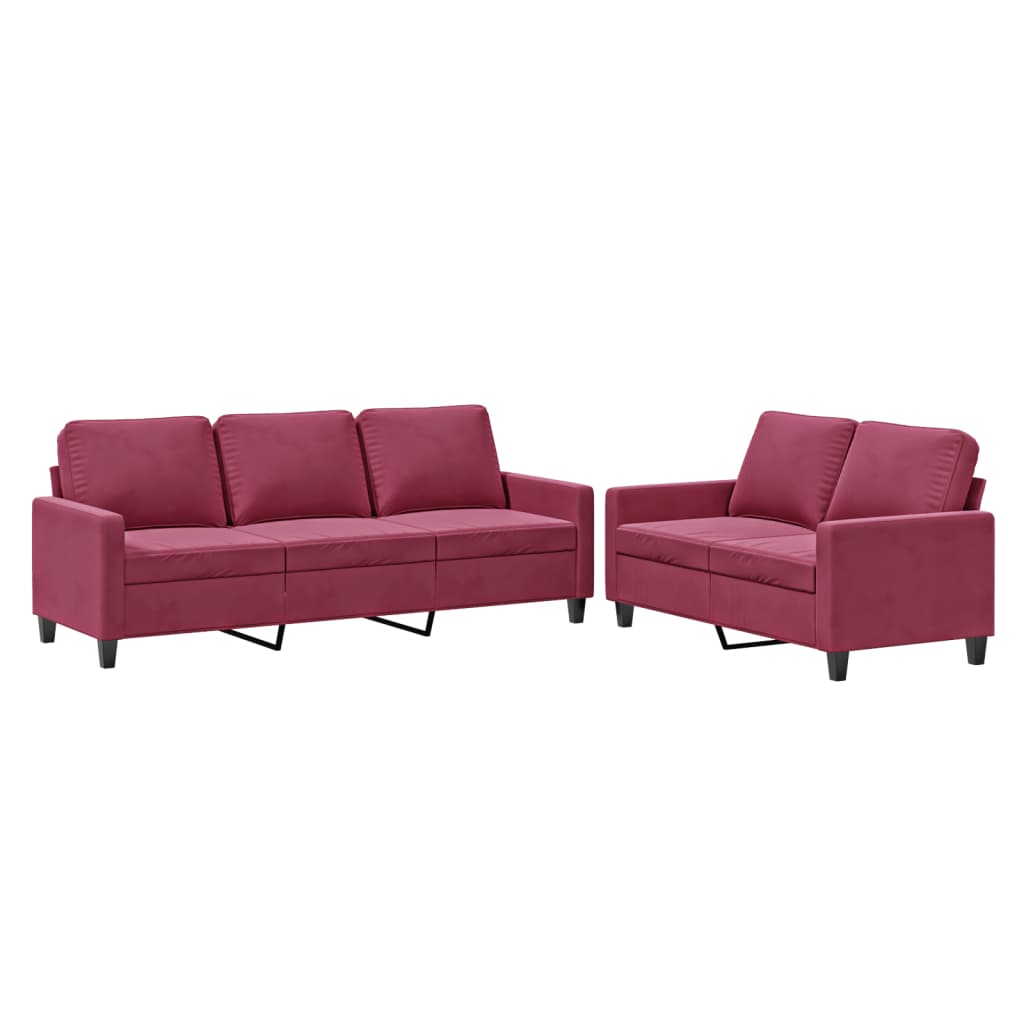 2-delige Loungeset met kussens fluweel wijnrood is nu te koop bij PeponiXL, paradijselijk wonen!