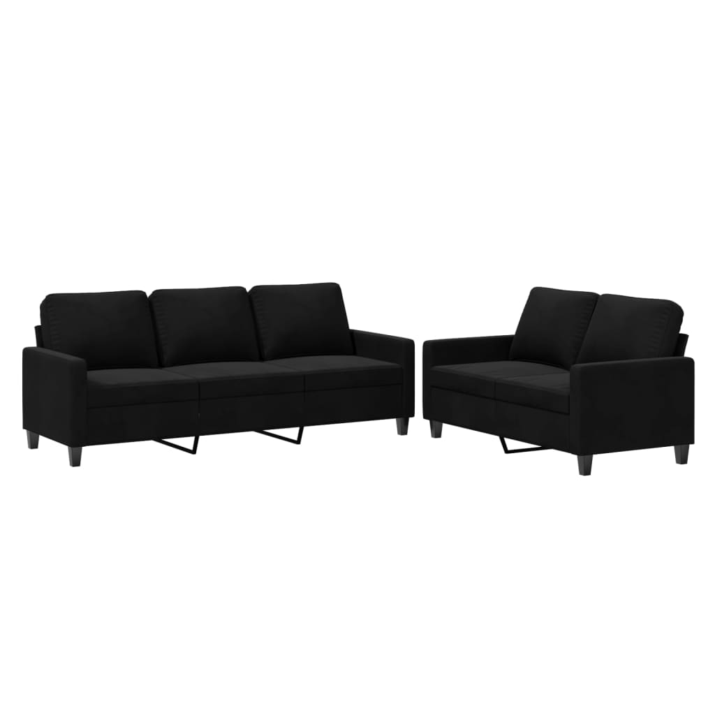 2-delige Loungeset met kussens fluweel zwart is nu te koop bij PeponiXL, paradijselijk wonen!
