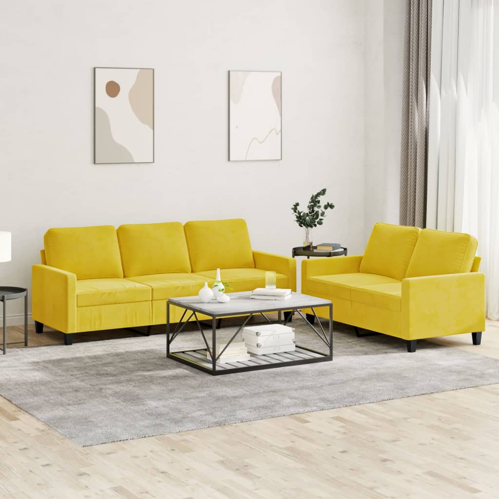 2-delige Loungeset met kussens fluweel geel is nu te koop bij PeponiXL, paradijselijk wonen!