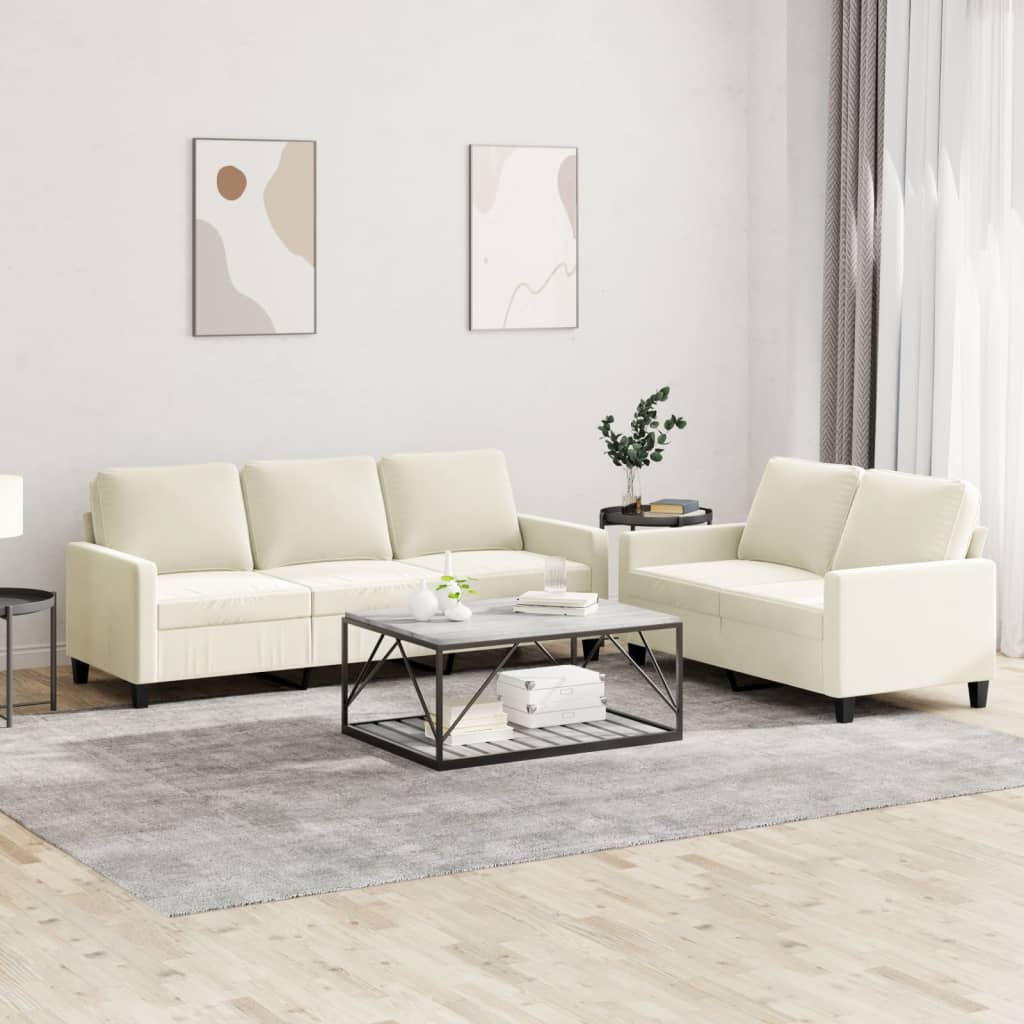 2-delige Loungeset met kussens fluweel crèmekleurig is nu te koop bij PeponiXL, paradijselijk wonen!