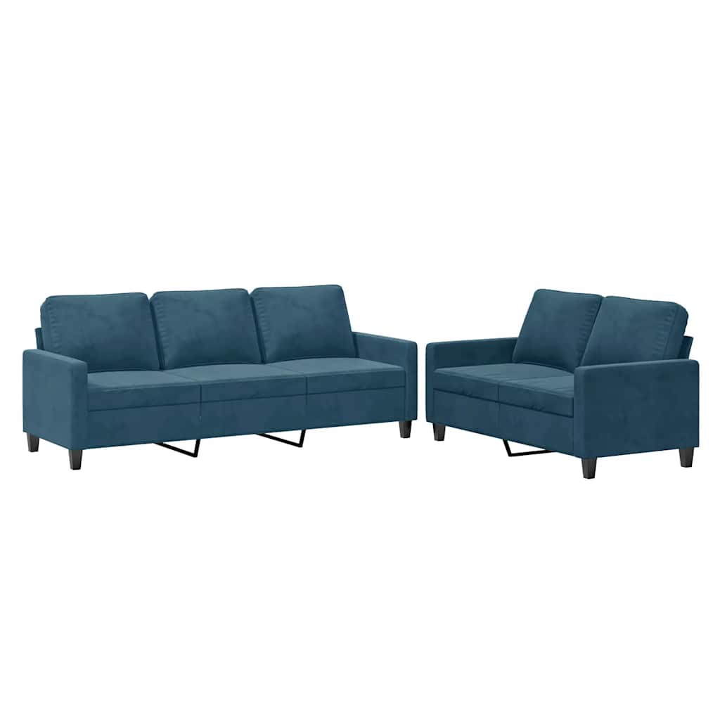 2-delige Loungeset met kussens fluweel blauw is nu te koop bij PeponiXL, paradijselijk wonen!