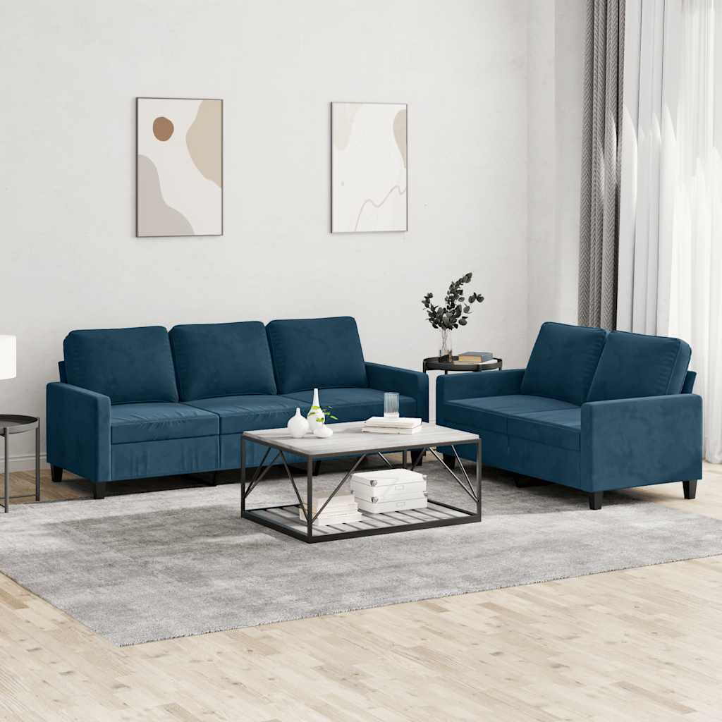 2-delige Loungeset met kussens fluweel blauw is nu te koop bij PeponiXL, paradijselijk wonen!