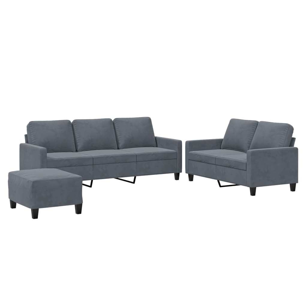 3-delige Loungeset met kussens fluweel donkergrijs is nu te koop bij PeponiXL, paradijselijk wonen!