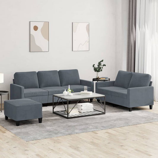 3-delige Loungeset met kussens fluweel donkergrijs is nu te koop bij PeponiXL, paradijselijk wonen!