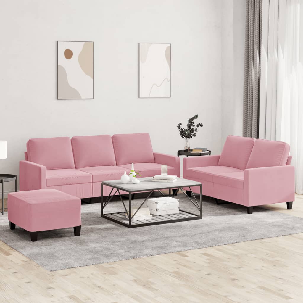 3-delige Loungeset met kussens fluweel roze is nu te koop bij PeponiXL, paradijselijk wonen!