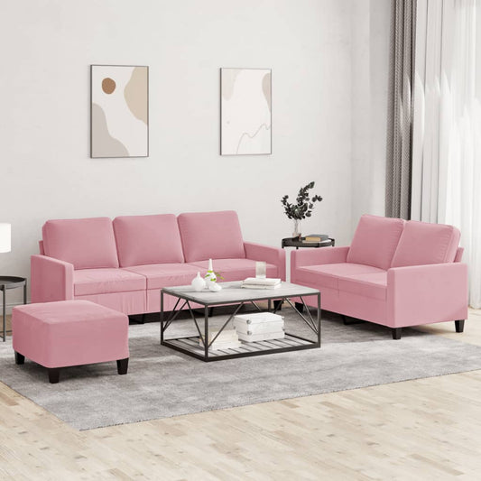 3-delige Loungeset met kussens fluweel roze is nu te koop bij PeponiXL, paradijselijk wonen!