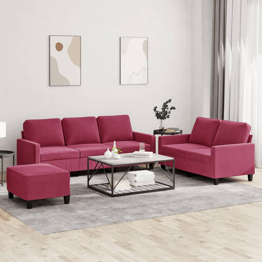 3-delige Loungeset met kussens fluweel wijnrood is nu te koop bij PeponiXL, paradijselijk wonen!