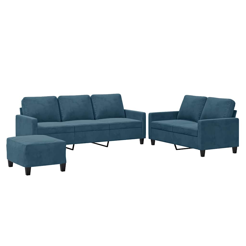 3-delige Loungeset met kussens fluweel blauw is nu te koop bij PeponiXL, paradijselijk wonen!
