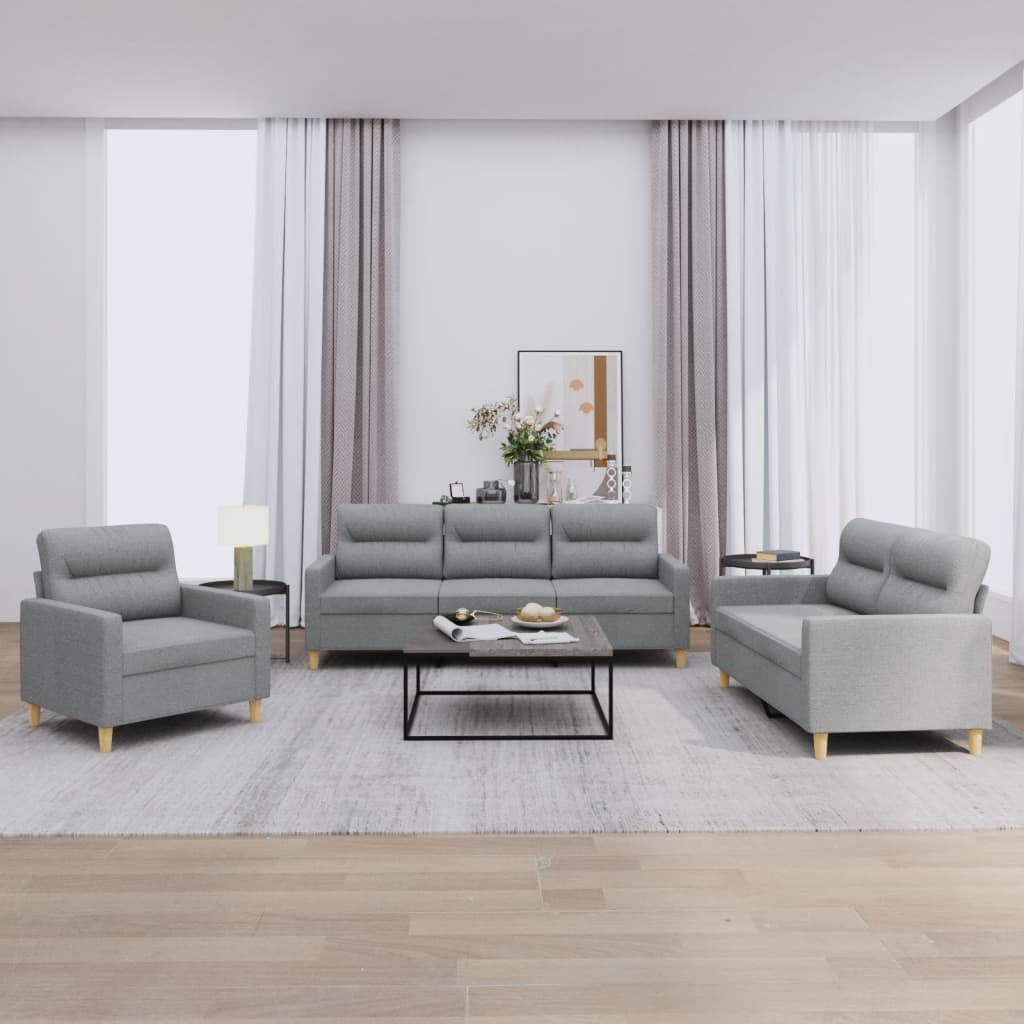 3-delige Loungeset met kussens stof lichtgrijs is nu te koop bij PeponiXL, paradijselijk wonen!