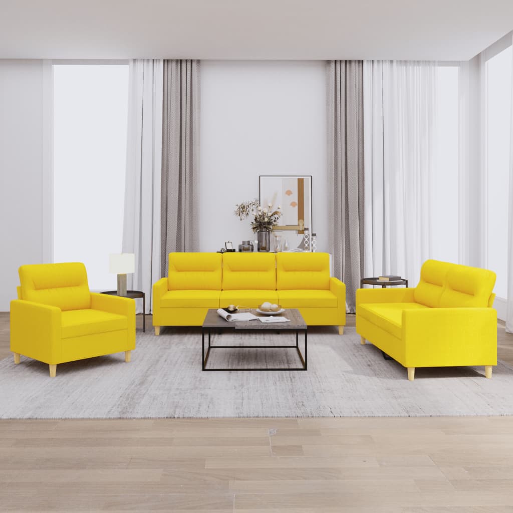 3-delige Loungeset met kussens stof lichtgeel is nu te koop bij PeponiXL, paradijselijk wonen!