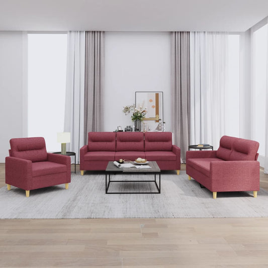 3-delige Loungeset met kussens stof wijnrood is nu te koop bij PeponiXL, paradijselijk wonen!