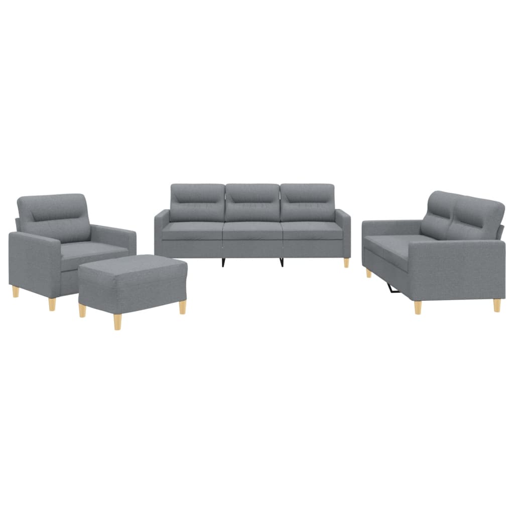 4-delige Loungeset met kussens stof lichtgrijs is nu te koop bij PeponiXL, paradijselijk wonen!