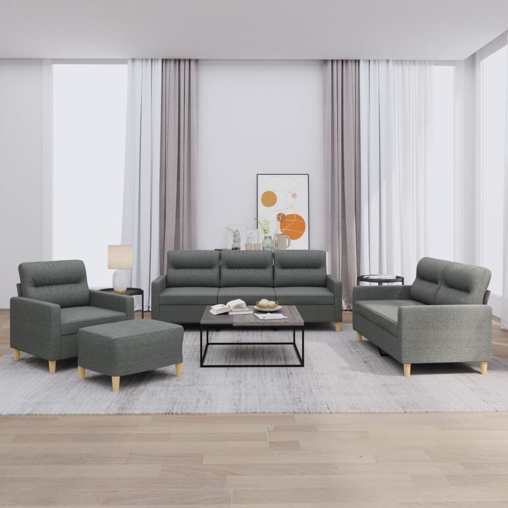 4-delige Loungeset met kussens stof donkergrijs is nu te koop bij PeponiXL, paradijselijk wonen!