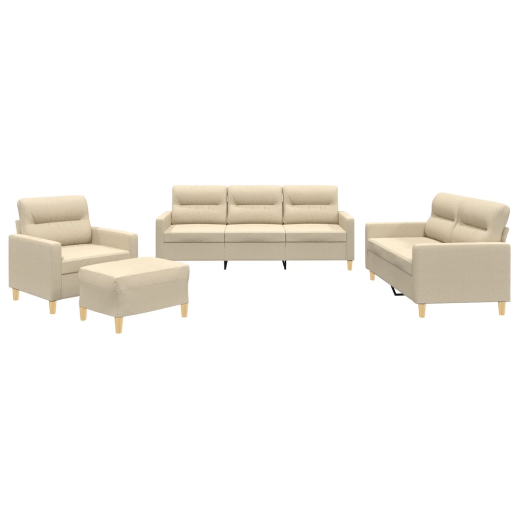 4-delige Loungeset met kussens stof crèmekleurig is nu te koop bij PeponiXL, paradijselijk wonen!