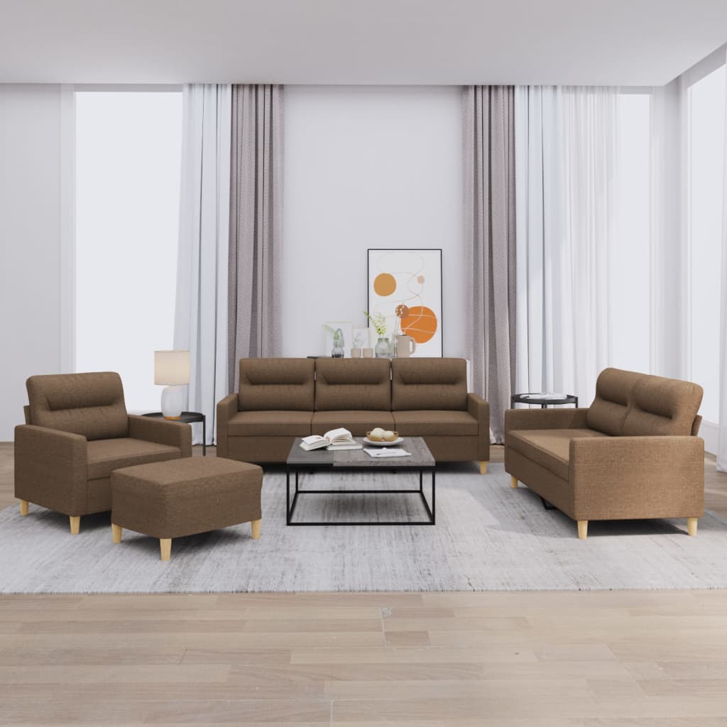 4-delige Loungeset met kussens stof bruin is nu te koop bij PeponiXL, paradijselijk wonen!